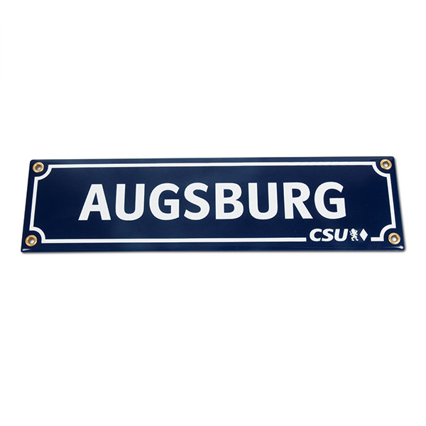 Emailleschild Augsburg & CSU (8 x 30 cm)