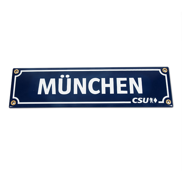 Emailleschild München & CSU (8 x 30 cm)