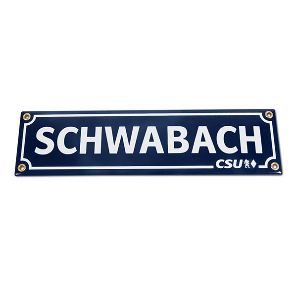 Emailleschild Schwabach & CSU (8 x 30 cm)